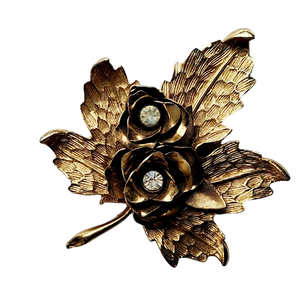 Coro Pegasus Leaf Brooch Pin 2" x 2 1/2"